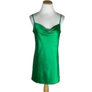 Heiress Beverly Hills Emerald Green Satin Slipdress Size L Party Dress- NWOT